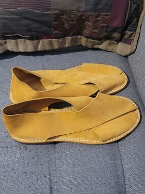 Men's Suede Slip-On Loafers in Mustard